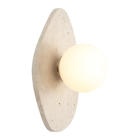 Jonathan Y Tivoli 12" Modern Minimalist 1-Light Ovoid Travertine LED Wall Sconce, Light Brown JYL5900A