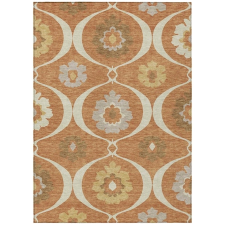 Homeroots 5' X 8' Orange Copper And Gray Medallion Washable Indoor Outdoor Area Rug 589639