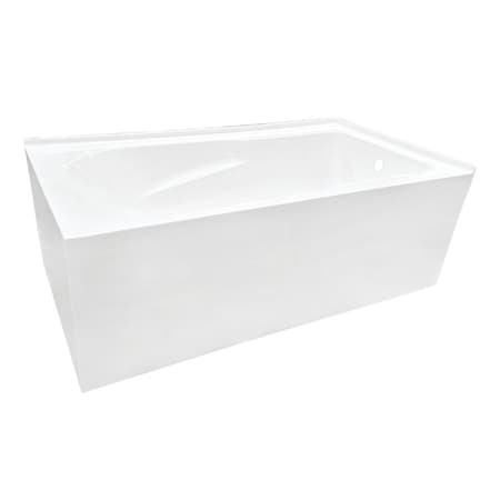 Kingston Brass 60" Acrylic Rectangular 2-Wall Corner Alcove Tub, Right Hand Drain, Glossy White VTAM6032R21TS