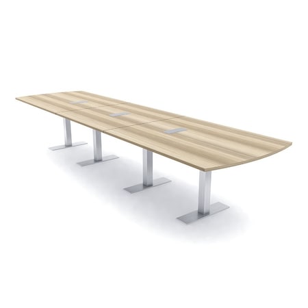 Skutchi Designs 16ft Arc Rectangle Conference Table With Power | Harmony Series | 16 Person Meeting Room Table HAR-AREC-48X192-T-K525-ESIL
