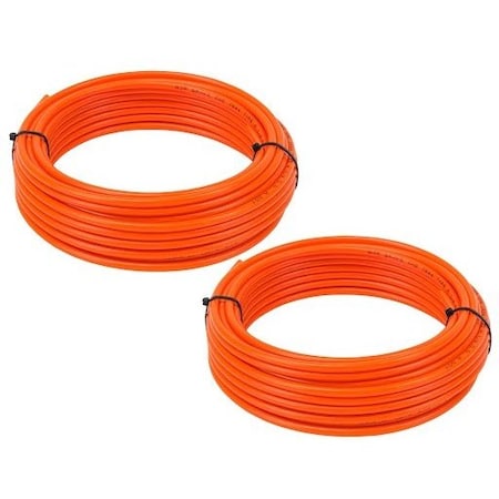 Mytee Products Air Line 1/4 in ODx100 ft Orange SAE J844 Nylon Tubing, DOT Approved for Air Brake, 2PK MP-ABT-1924-03-T100x2