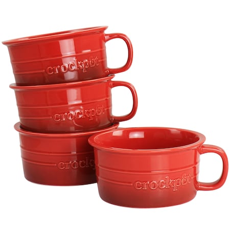 Crock-Pot Crock Pot Appleton 24oz Stoneware 4 Piece Soup Mug Set in Gradient Red 134056.01