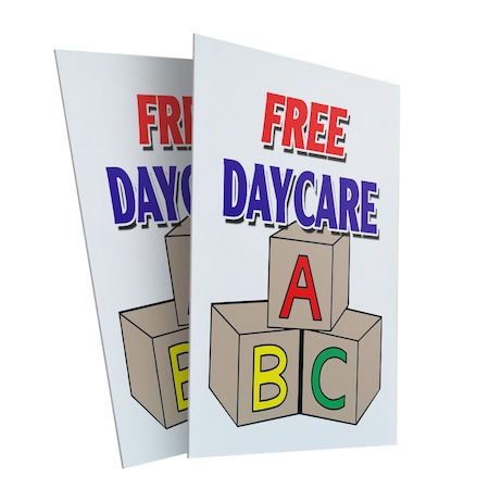 Signmission Free Daycare, Plastic Signs Only 24 Inch x 36 Inch, Corrugated Plastic, 2PK CSB-2436-2PACK-Free Daycare