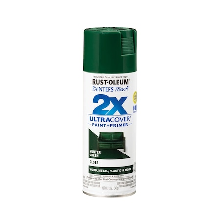 Rust-Oleum General Purpose Spray Paint, Hunter Green, Gloss, Solvent, 12 Oz 334034