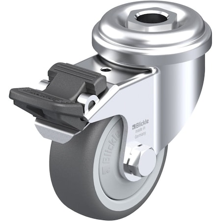 Blickle Kingpin Swivel Caster, PU, 2", Brake LRA-PATH 50KF-FI