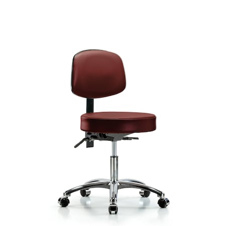 Blue Ridge Ergonomics Vinyl Stool, Back Chrome, Desk, Casters, Taupe BR-VDHST-CR-T0-CC-8815
