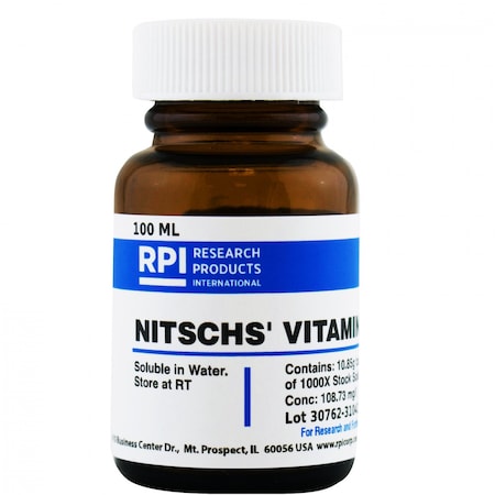 Rpi Nitschs Vitamin Mixture, 10.85 Grams of Powder, Makes 100 Milliliters of 1000X Solution N43010-0.1