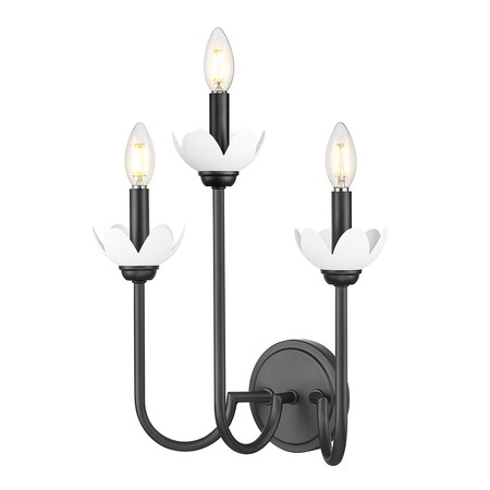 Z-Lite Allistair 3-Light Wall Sconce, 15 in W, Matte Black 352-3S-MB