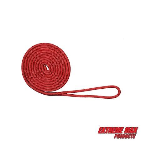 Extreme Max 3006.2939 BoatTector Double Braid Nylon Dock Line - 1/2" x 15', Red 3006.2939