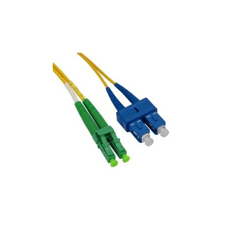 Cable Wholesale LC/APC to SC/UPC OS2 Duplex 2.0mm Fiber Optic Patch Cord, LSZH, Single-mode 9/125, Yellow LCSC-01550