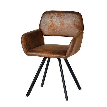 Homeroots Set of Two Espresso and Black Faux Suede and Steel Dining Arm Chairs, 2PK 719344