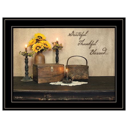 Homeroots Grateful Thankful Blessing 2 Black Framed Print Wall Art 406752