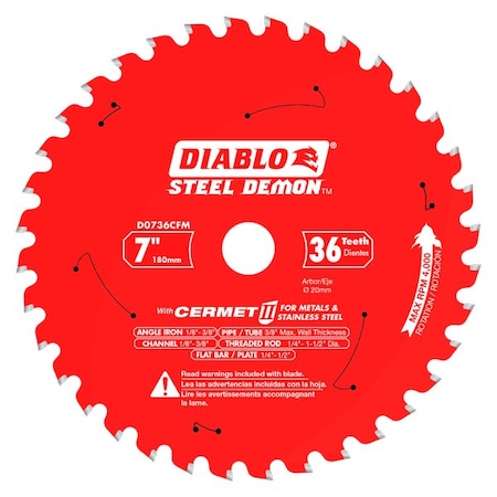 Diablo Circular Saw Blade, Cermet, Dia 7 in D0736CFM