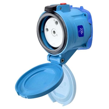 Meltric DR100 RECEPTACLE POLY BLUE SIZE 4 TYPE 4X IP 69 2P+G 100 A 208 VAC 60 Hz NO AUX 31-64232-K16