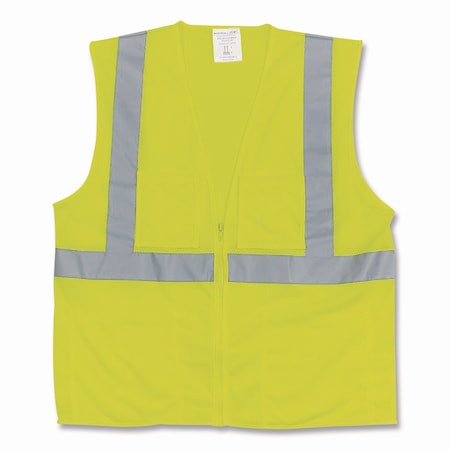 Pip ANSI Class 2 Two-Pocket Zipper Mesh Safety Vest, Large, Hi-Viz Lime Yellow 302-0702Z-LY/L