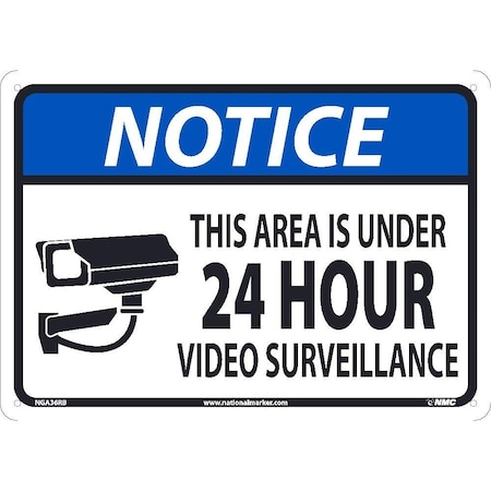 Nmc Notice 24 Hour Video Surveillance Sign, NGA36RB NGA36RB