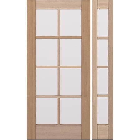 Doornmore G108, 51.5" x 82" ( 36" Door + 12" Side) Right Hand, Mahogany SDL 8 Lite Exterior Door G108-SW-3680-G104-SL_1-1_RI