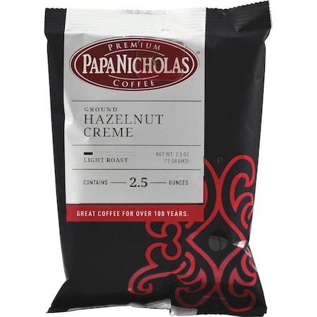 Papanicholas Coffee Coffee, Hazelnut Creme, 2.5 oz., PK18, Hazelnut, Fraction Pack, Regular, 2.5 oz, 18 PK 25187