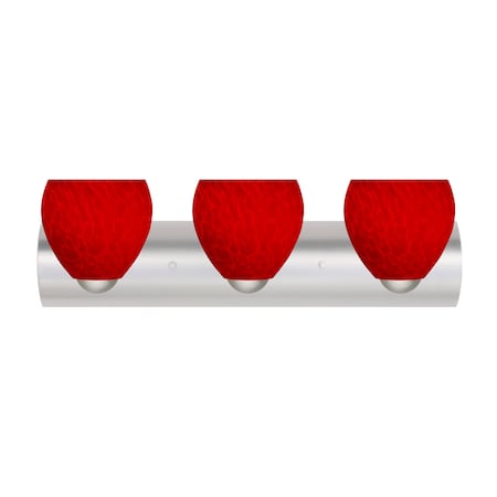 Besa Lighting Besa, Bolla Vanity, Red Cloud, Satin Nickel Finish, 3x60W E26 base 3WZ-4122RC-SN