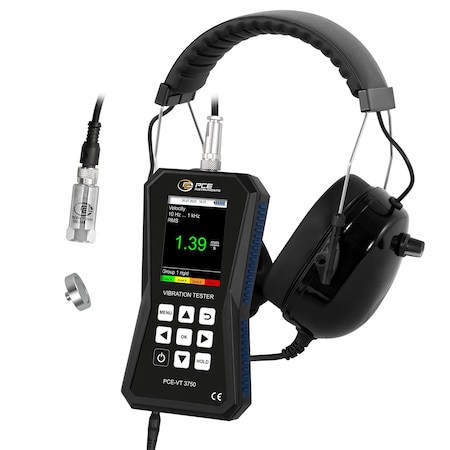 Pce Instruments Vibration meter, 0.0-399.9 m/s sq. with 10-10 kHz FFT and 0-399.9 mm/s velocity PCE-VT 3750