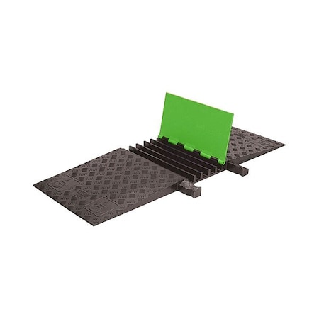 Checkers Hi-Viz Cable Protector, 1-7/8 in H, 20 in L, 50 in W, 5 Channel, Polyurethane, Black, Green GD5X125ADAFLG/B