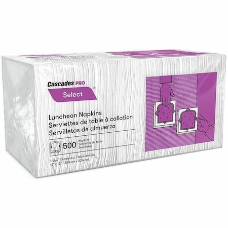 Cascades Pro Select Single Serve Luncheon Napkins, 1-Ply, 12 x 12, White, 6000PK N020