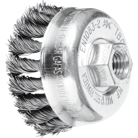 Pferd Knot Wire Cup Brush 2-3/4" Dia. 0.014 Carbon Steel 5/8-11" Thread 82219