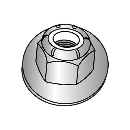 Zoro Select 10-24 Nylon Inst Flng Lknut 188 Stainless Steel, 2000Pk 10NSFL188