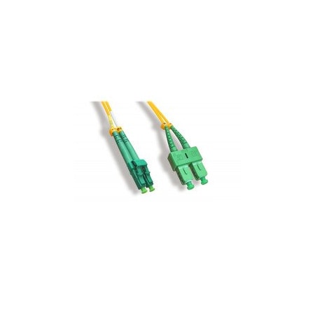 Cable Wholesale LC/APC to SC/APC OS2 Duplex 2.0mm Fiber Optic Patch Cord, OFNR, Singlemode 9/125, Yellow LCSC-01403