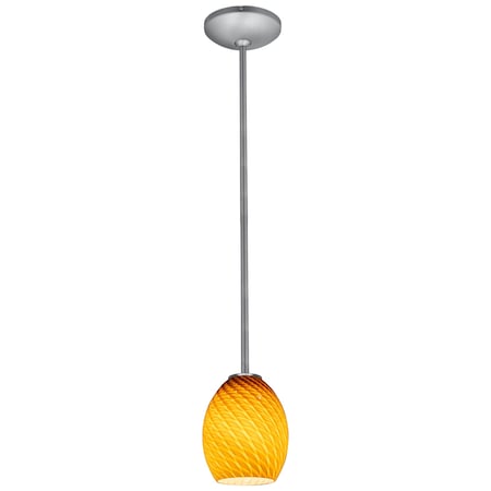 Access Lighting Brandy FireBird, LED Pendant, Brushed Steel Finish, Amber Firebird Glass 28023-3R-BS/AMBFB