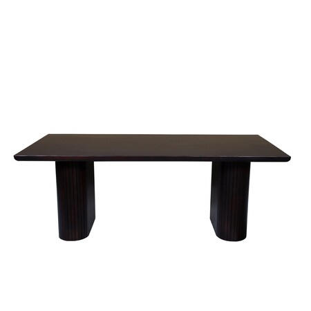 Homeroots 82" Dark Brown Wood Double Pedestal Base Dining Table 661255