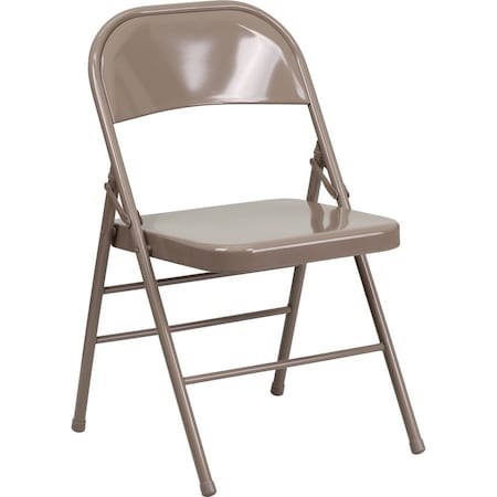 Flash Furniture Folding Chair, Metal, Beige HF3-MC-309AS-BGE-GG