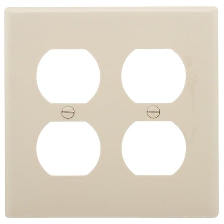 Eaton Wiring Devices Receptacle Wallplate, 4-1/2 in L, 2-3/4 in W, Standard, 2 -Gang, Nylon, Light Almond 5150LA