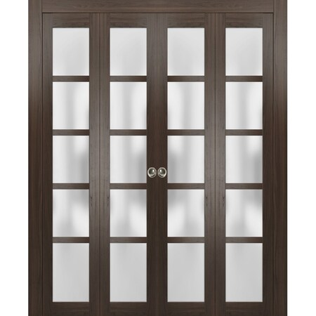 Sartodoors Sliding Closet Double Bi-fold Doors Solid Core Modern Interior QUADRO4002DBF-CA-96 x 84 (4* 24x84)