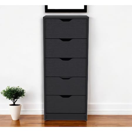 Homeroots 18" Black Five Drawer Standard Chest 524962