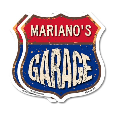 Signmission Mariano's Garage, 12 inch X 12 inch, Plastic Sign, 2PK SHI-P-2PACK-12-383-MARIANO