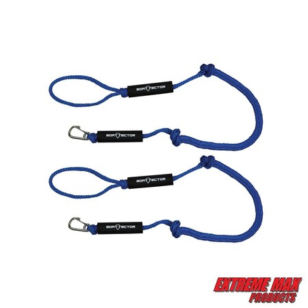 Extreme Max Extreme Max 3006.3102 BoatTector PWC Bungee Dock Line Value 2-Pack - 5', Blue 3006.3102