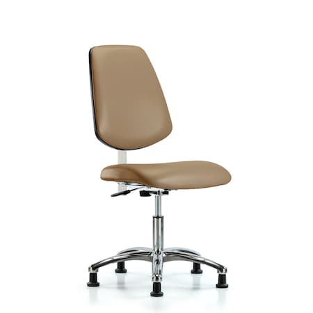 Blue Ridge Ergonomics Clean Room Chair Vin Desk Chair, Med, Bk, Gld, Taupe, CL100, No Arms, 18" to 23" Height, Vinyl, Taupe BR-NCR-VDHCH-MB-CR-T0-A0-RG-8584