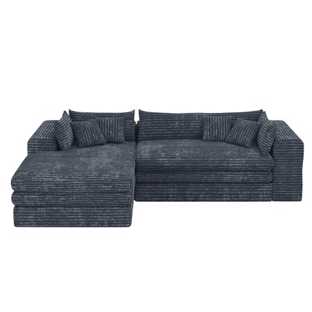 Homeroots 121" Gray Corduroy Compression Foam Sofa 719552