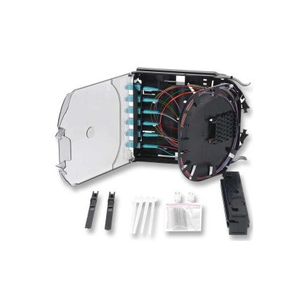 Corning CCH Pigtailed Splice Cassette 12 F, LC Duplex, aqua, 50 um Multimode (OM4 CCH-CS12-E4-P00QE