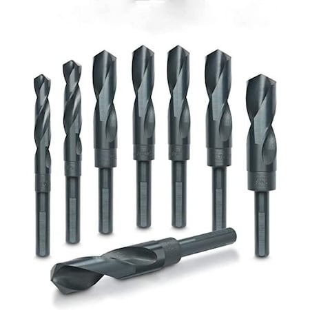 Hiltex Jumbo Silver & Deming Drill Bit Set, 8 Piece for Steel, Reduced Shank Drill Press Bits 10005