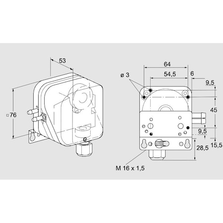 Honeywell Kromschroder Air Pressure Switch - DL Series, Adjustable, 1.5–150 mbar KS84444606