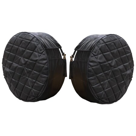 Mytee Products 24.5in Black Quilted Vinyl Fuel Tank End Covers w/9in Elastic Sleeve for Semi Truck, Trailers-1 Pair FT-CVR-245