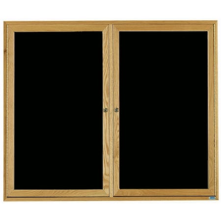 Aarco Enclosed Changeable Letter Board, BlackFelt, RedOakFrame, High Gloss Lacquer Finish, 48''Hx60''W ODC4860