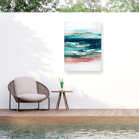 Trademark Fine Art Outdoor Canvas Art Alyson Storms Rainbow Stripes 1 Wall Art for Patios, or Gardens 1X30594-OC1419WR