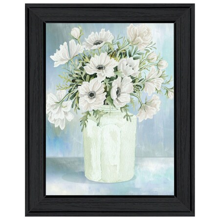 Homeroots White Blooms Black Framed Print Wall Art 530122