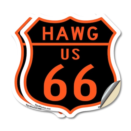 Signmission Hawg Us 66, 18 inch X 18 inch, Vinyl Decal, 2PK SHI-D-2PACK-18-478
