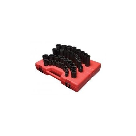 Sunex 0.5 in. Drive 12 Point SAE Master Impact Socket Set, 39 Piece, 39PK SU2698