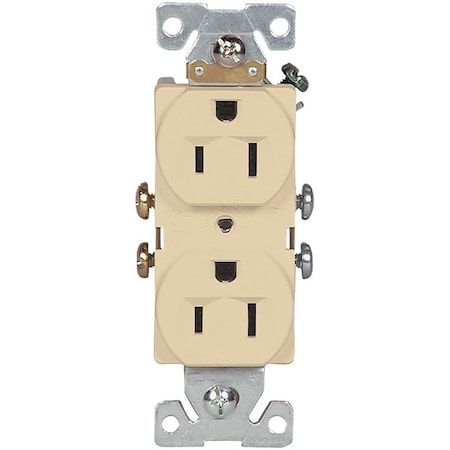Eaton Wiring Devices Wiring Devices Duplex Receptacle, Nylon, Ivory, 2-Pole, 15 A, 125 V, Side Wiring 827V-BOX