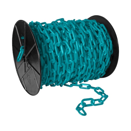 Mr. Chain 2" x 125' Turquoise Plastic Safety Chain - Reel 50156